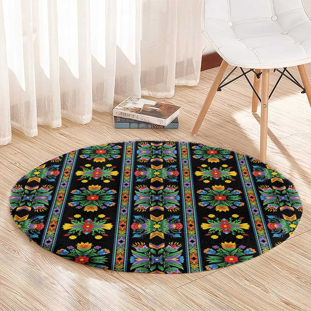 Regalia Stripe Floral Pattern Round Carpet Colorful Attractive - Wonder Print Shop