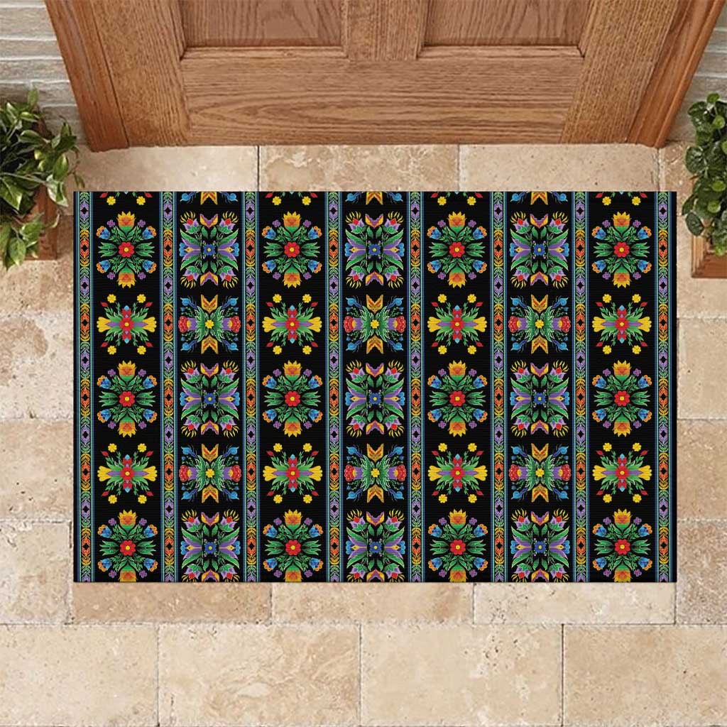 Regalia Stripe Floral Pattern Rubber Doormat Colorful Attractive - Wonder Print Shop