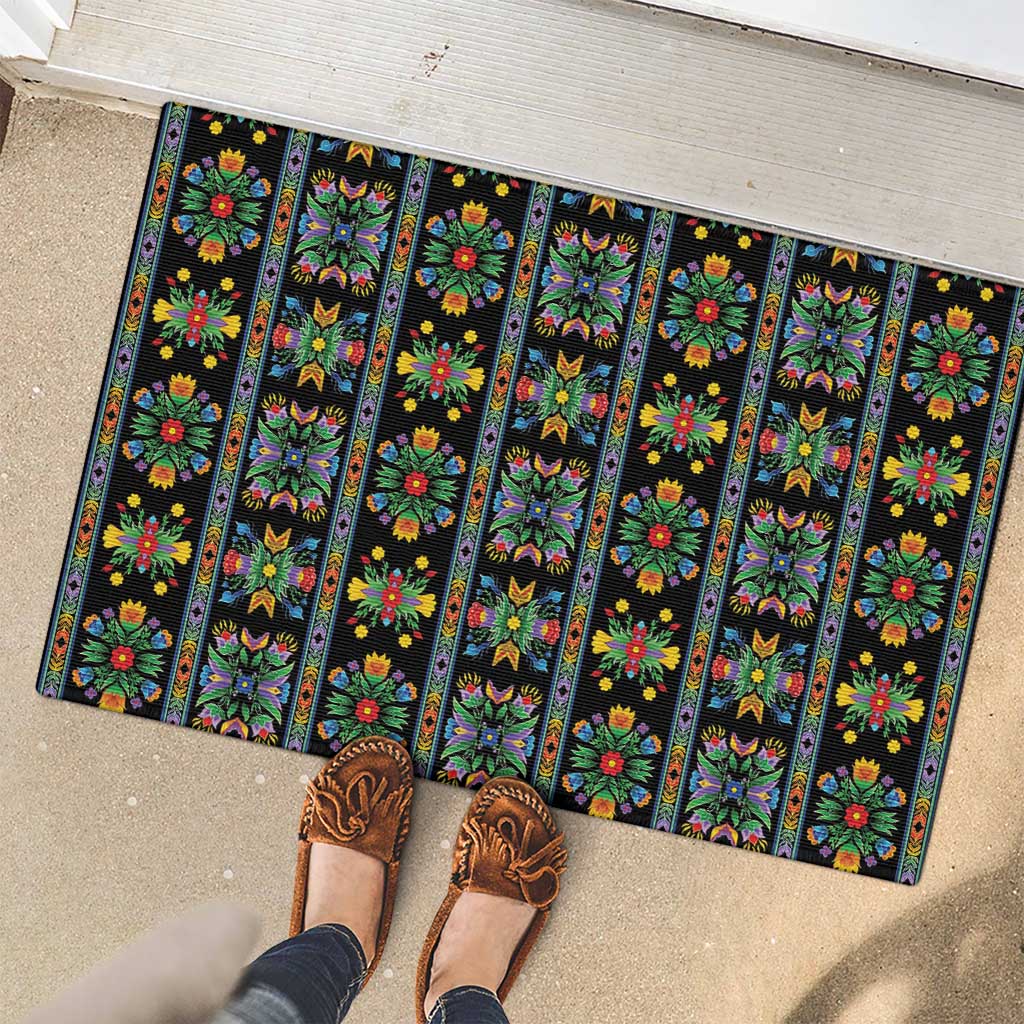 Regalia Stripe Floral Pattern Rubber Doormat Colorful Attractive - Wonder Print Shop