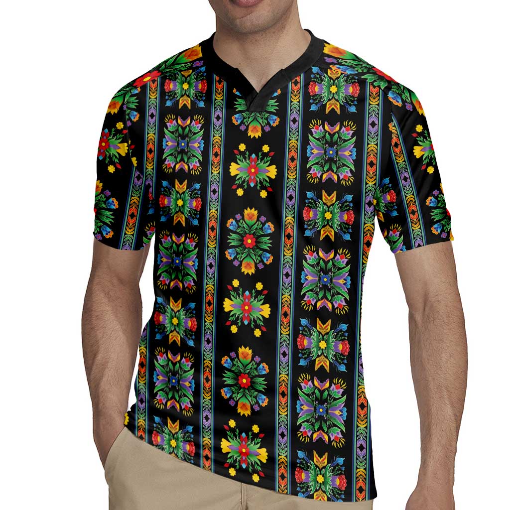 Regalia Stripe Floral Pattern Rugby Jersey Colorful Attractive - Wonder Print Shop