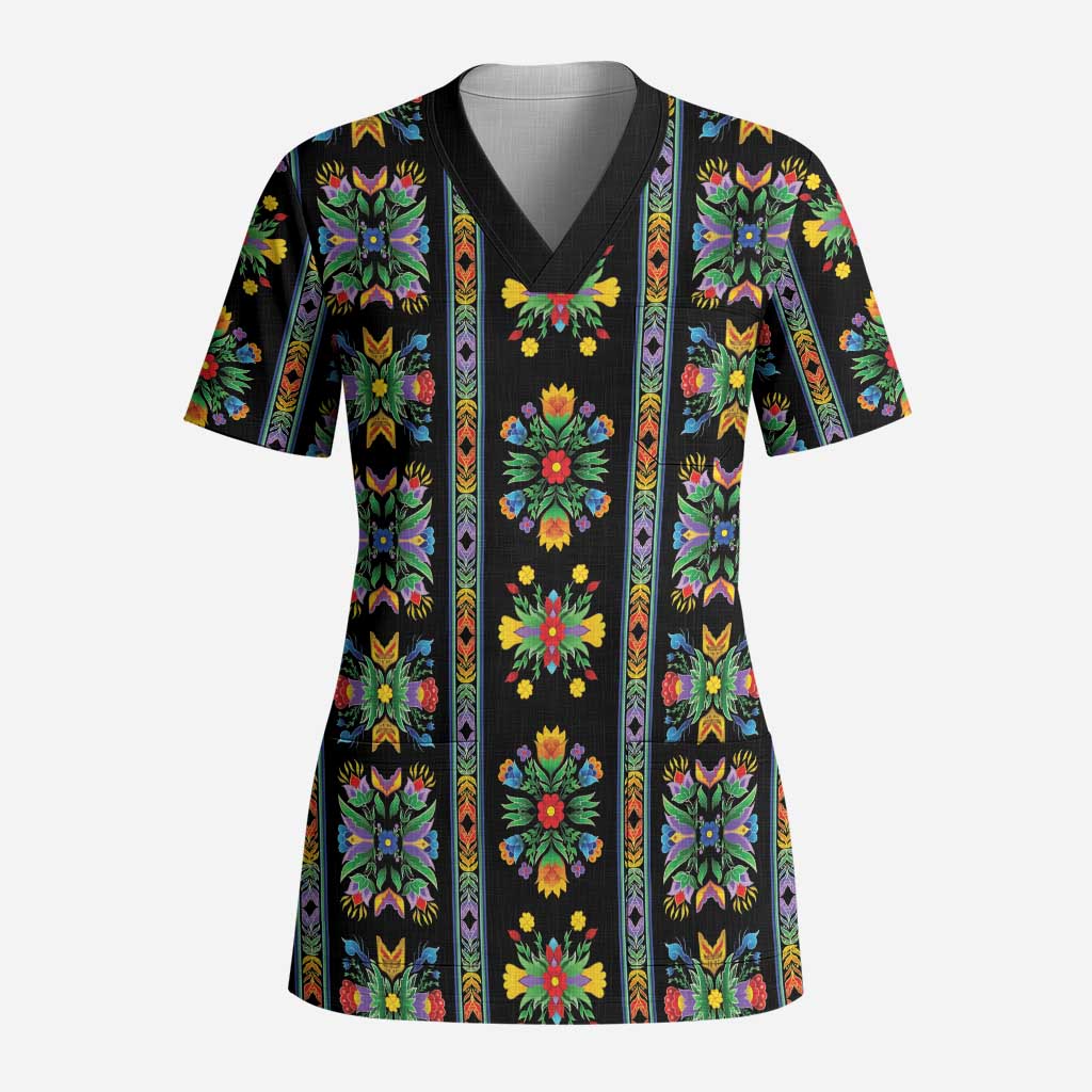 Regalia Stripe Floral Pattern Scrub Top Colorful Attractive - Wonder Print Shop