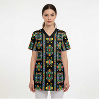 Regalia Stripe Floral Pattern Scrub Top Colorful Attractive - Wonder Print Shop