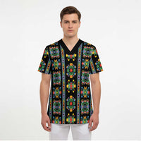 Regalia Stripe Floral Pattern Scrub Top Colorful Attractive - Wonder Print Shop