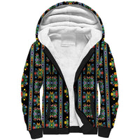 Regalia Stripe Floral Pattern Sherpa Hoodie Colorful Attractive - Wonder Print Shop