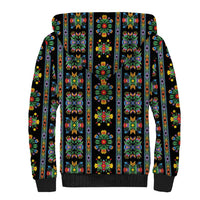 Regalia Stripe Floral Pattern Sherpa Hoodie Colorful Attractive - Wonder Print Shop