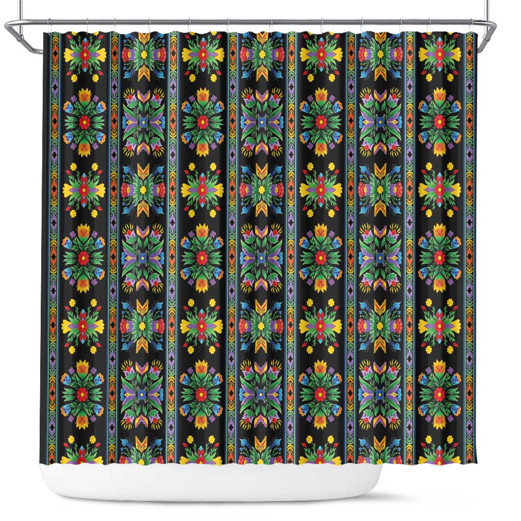 Regalia Stripe Floral Pattern Shower Curtain Colorful Attractive - Wonder Print Shop