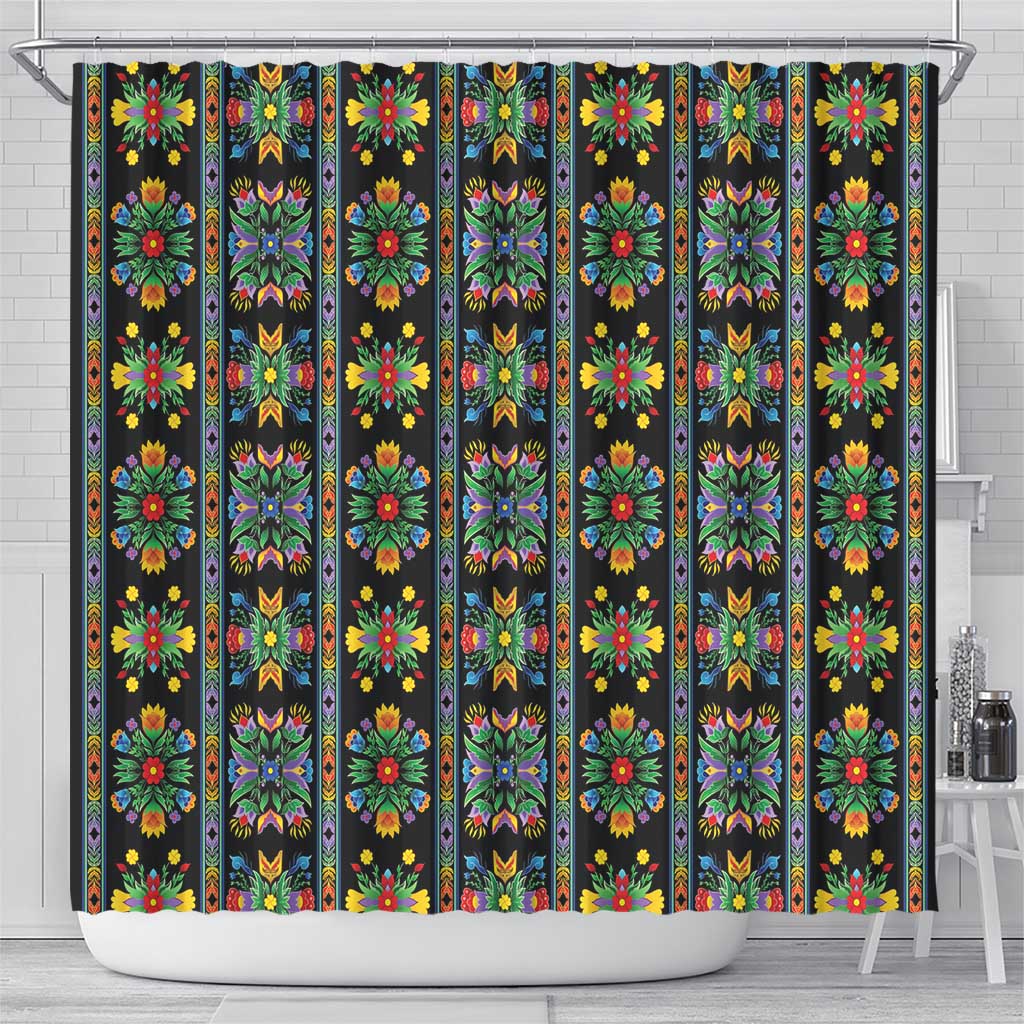 Regalia Stripe Floral Pattern Shower Curtain Colorful Attractive - Wonder Print Shop