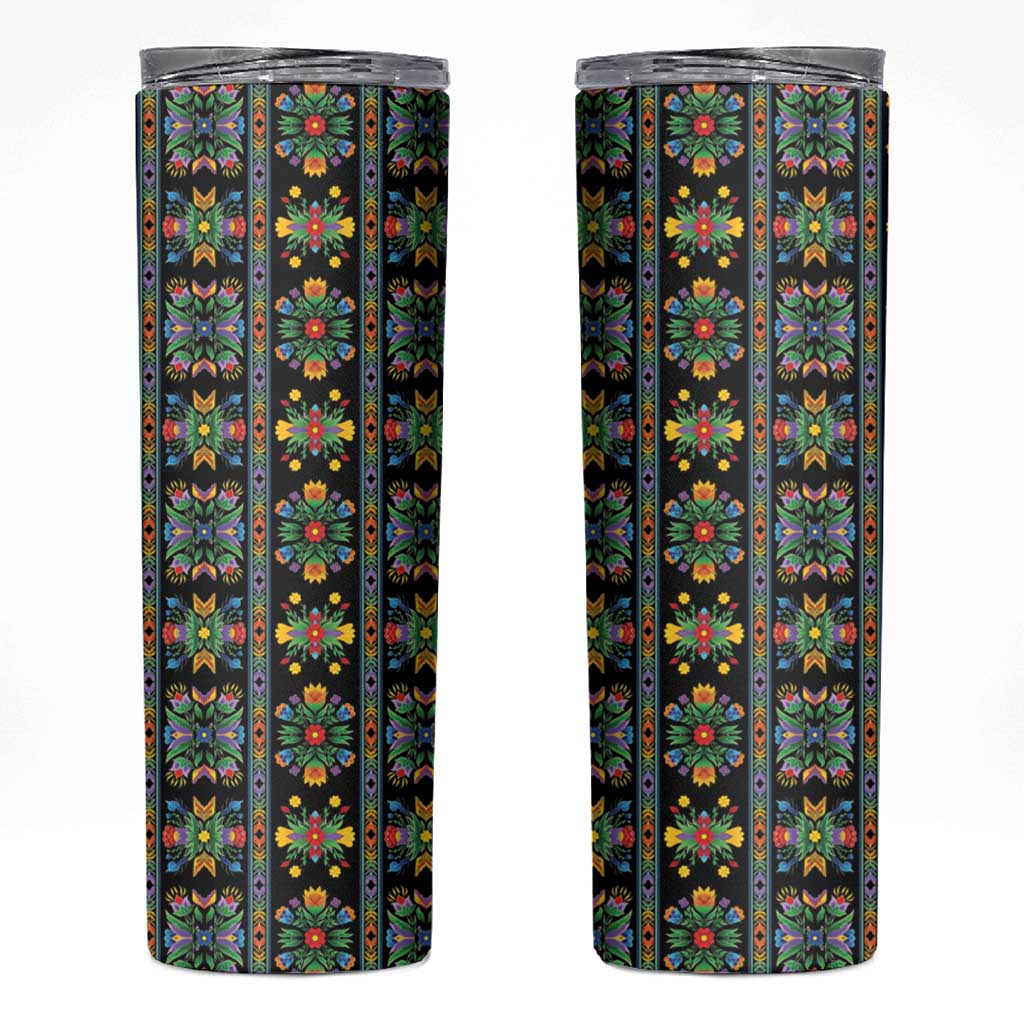 Regalia Stripe Floral Pattern Skinny Tumbler Colorful Attractive - Wonder Print Shop