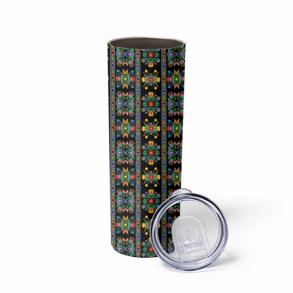 Regalia Stripe Floral Pattern Skinny Tumbler Colorful Attractive - Wonder Print Shop