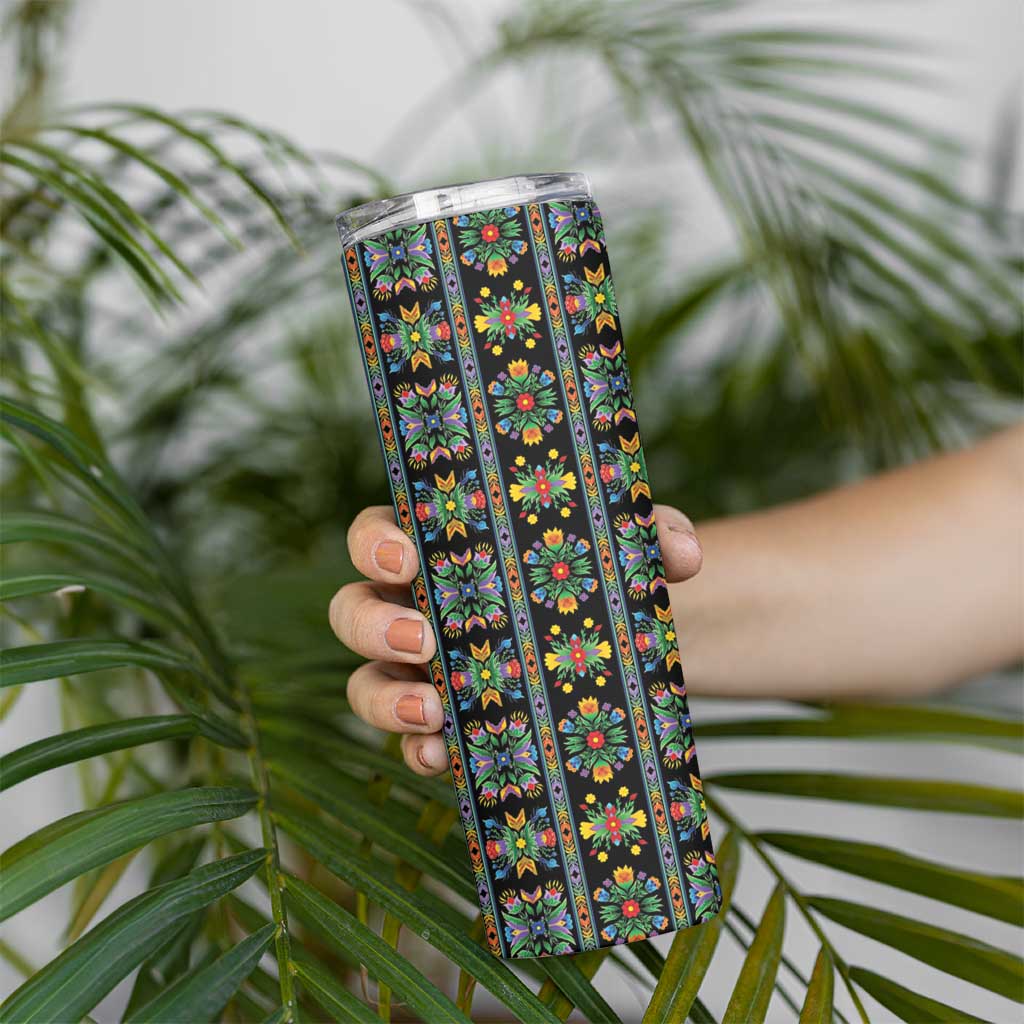 Regalia Stripe Floral Pattern Skinny Tumbler Colorful Attractive - Wonder Print Shop