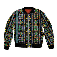 Regalia Stripe Floral Pattern Sleeve Zip Bomber Jacket Colorful Attractive - Wonder Print Shop