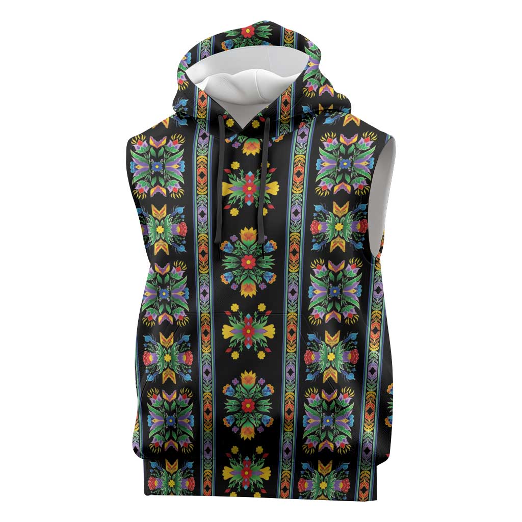 Regalia Stripe Floral Pattern Sleeveless Hoodie Colorful Attractive - Wonder Print Shop