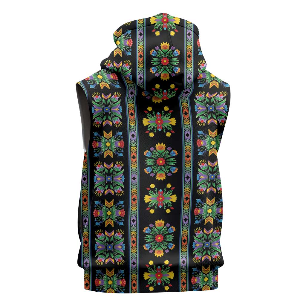 Regalia Stripe Floral Pattern Sleeveless Hoodie Colorful Attractive - Wonder Print Shop