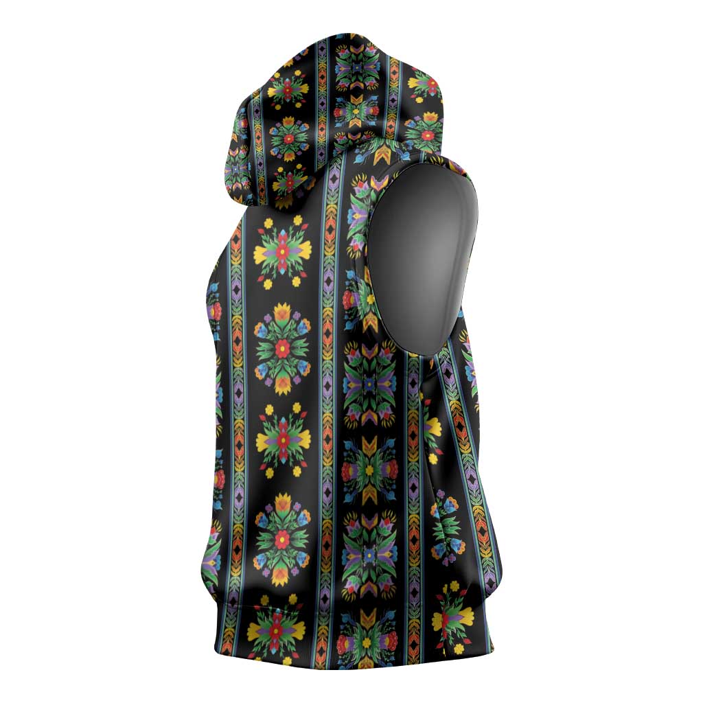 Regalia Stripe Floral Pattern Sleeveless Hoodie Colorful Attractive - Wonder Print Shop