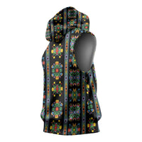 Regalia Stripe Floral Pattern Sleeveless Hoodie Colorful Attractive - Wonder Print Shop