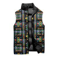 Regalia Stripe Floral Pattern Sleeveless Puffer Jacket Colorful Attractive - Wonder Print Shop