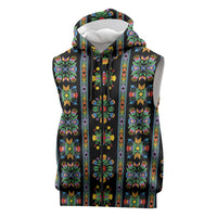 Regalia Stripe Floral Pattern Sleeveless Zip Hoodie Colorful Attractive - Wonder Print Shop