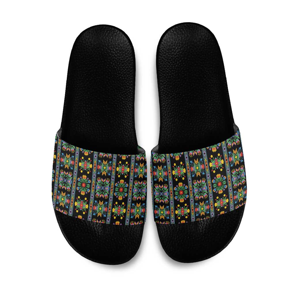 Regalia Stripe Floral Pattern Slide Sandals Colorful Attractive - Wonder Print Shop