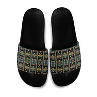 Regalia Stripe Floral Pattern Slide Sandals Colorful Attractive - Wonder Print Shop