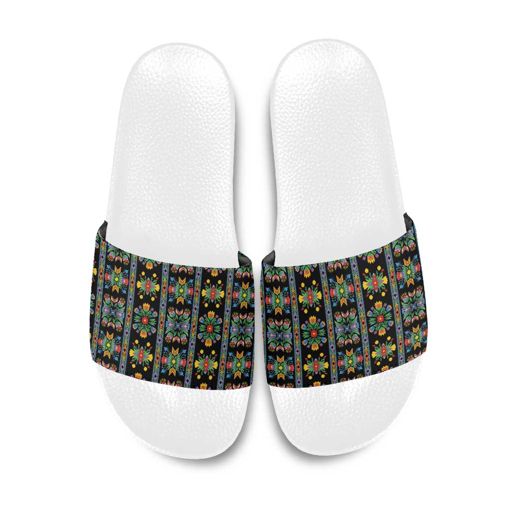 Regalia Stripe Floral Pattern Slide Sandals Colorful Attractive - Wonder Print Shop