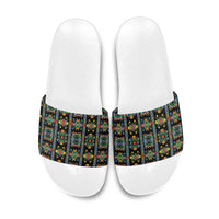 Regalia Stripe Floral Pattern Slide Sandals Colorful Attractive - Wonder Print Shop