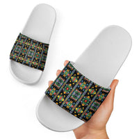 Regalia Stripe Floral Pattern Slide Sandals Colorful Attractive - Wonder Print Shop