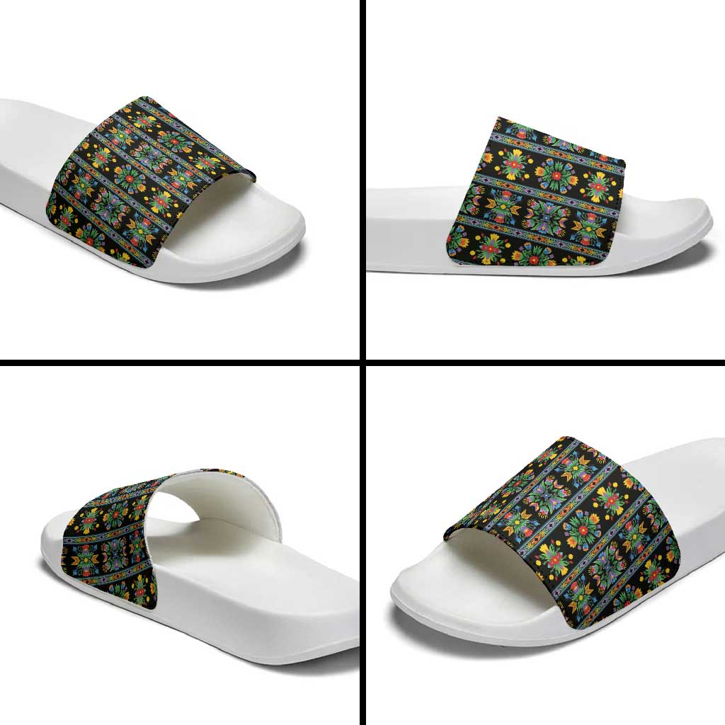 Regalia Stripe Floral Pattern Slide Sandals Colorful Attractive - Wonder Print Shop