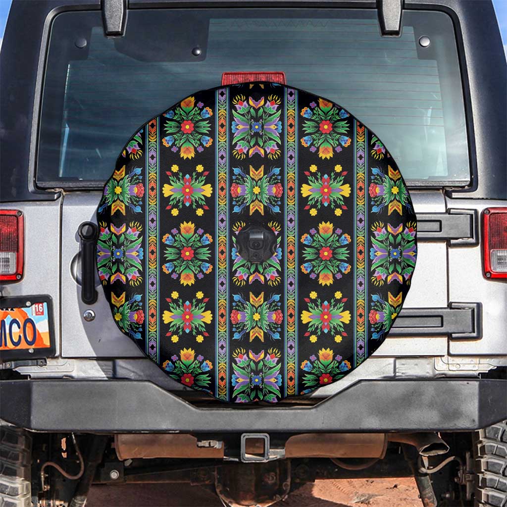 Regalia Stripe Floral Pattern Spare Tire Cover Colorful Attractive - Wonder Print Shop