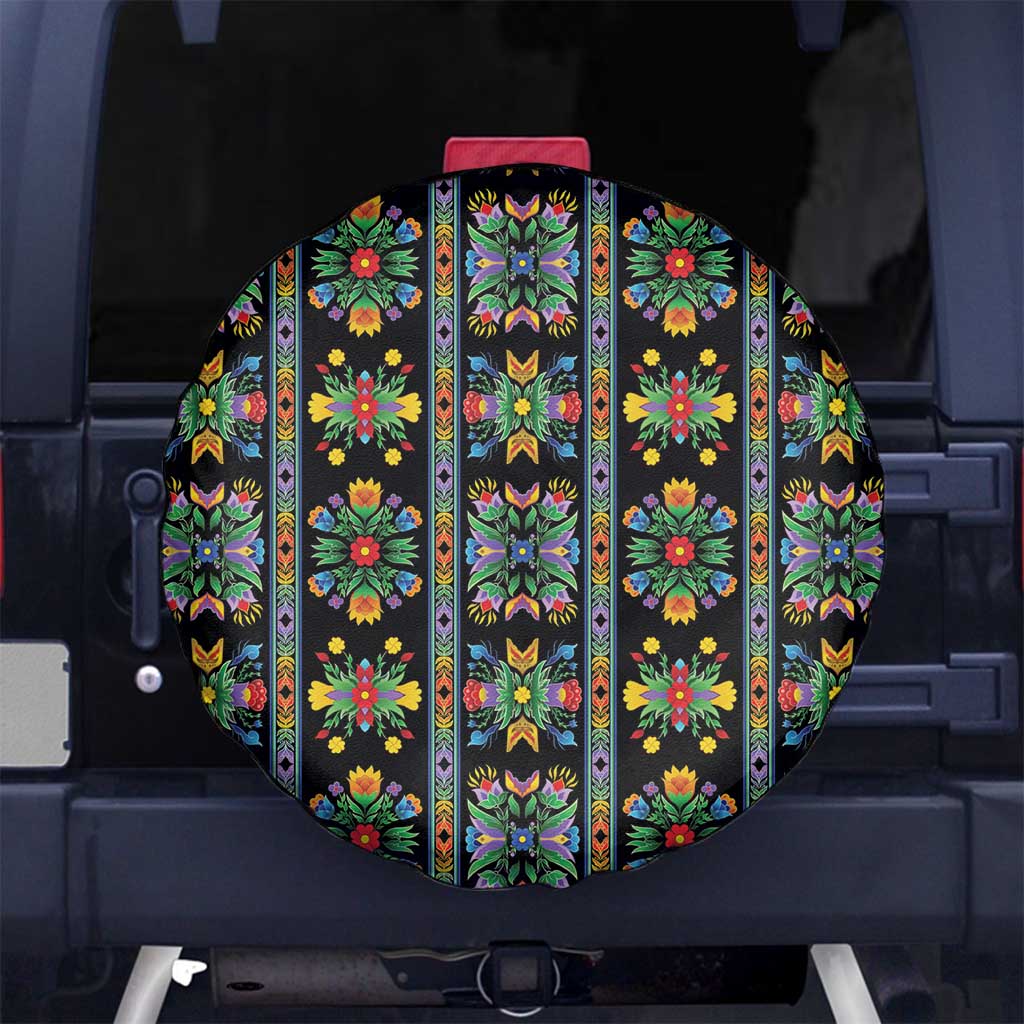Regalia Stripe Floral Pattern Spare Tire Cover Colorful Attractive - Wonder Print Shop