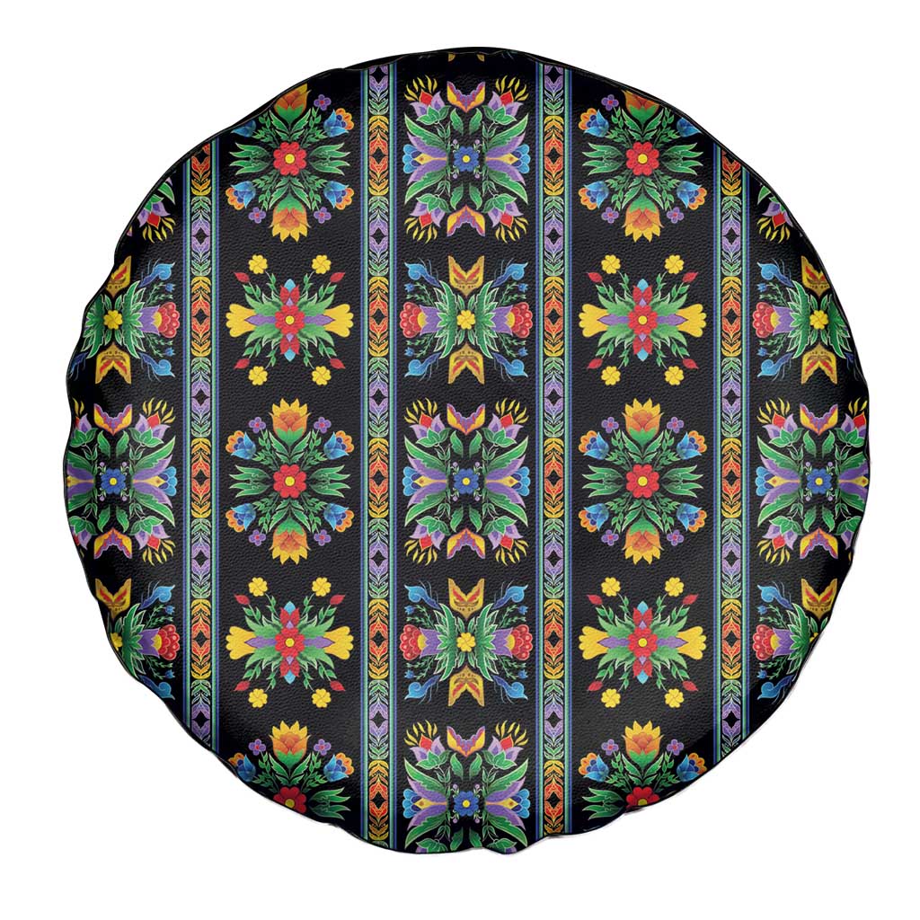 Regalia Stripe Floral Pattern Spare Tire Cover Colorful Attractive - Wonder Print Shop