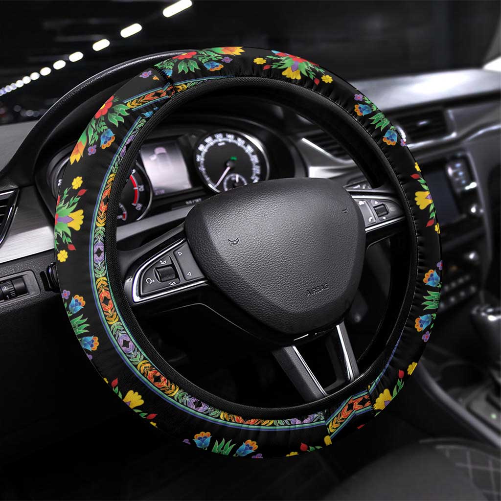 Regalia Stripe Floral Pattern Steering Wheel Cover Colorful Attractive - Wonder Print Shop