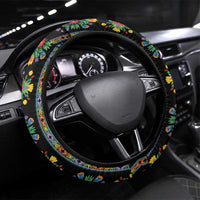 Regalia Stripe Floral Pattern Steering Wheel Cover Colorful Attractive - Wonder Print Shop