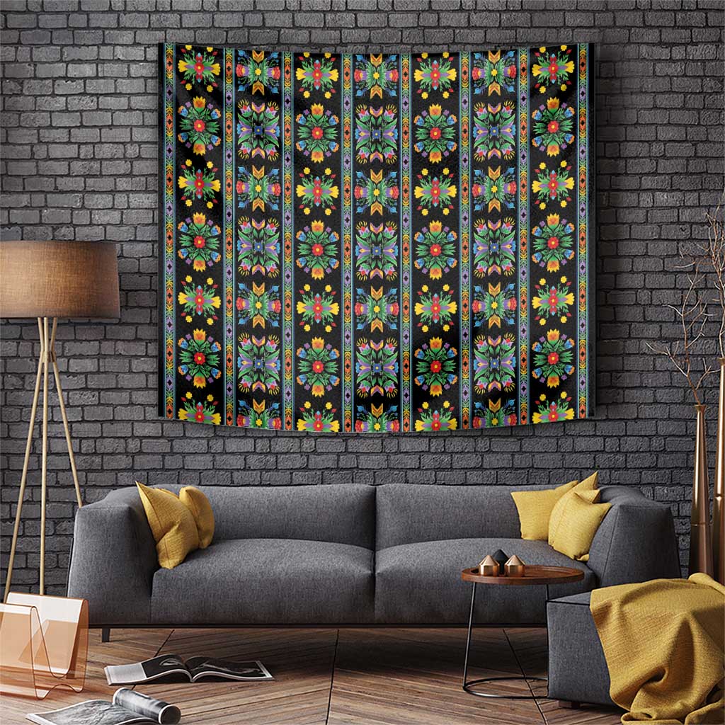 Regalia Stripe Floral Pattern Tapestry Colorful Attractive - Wonder Print Shop