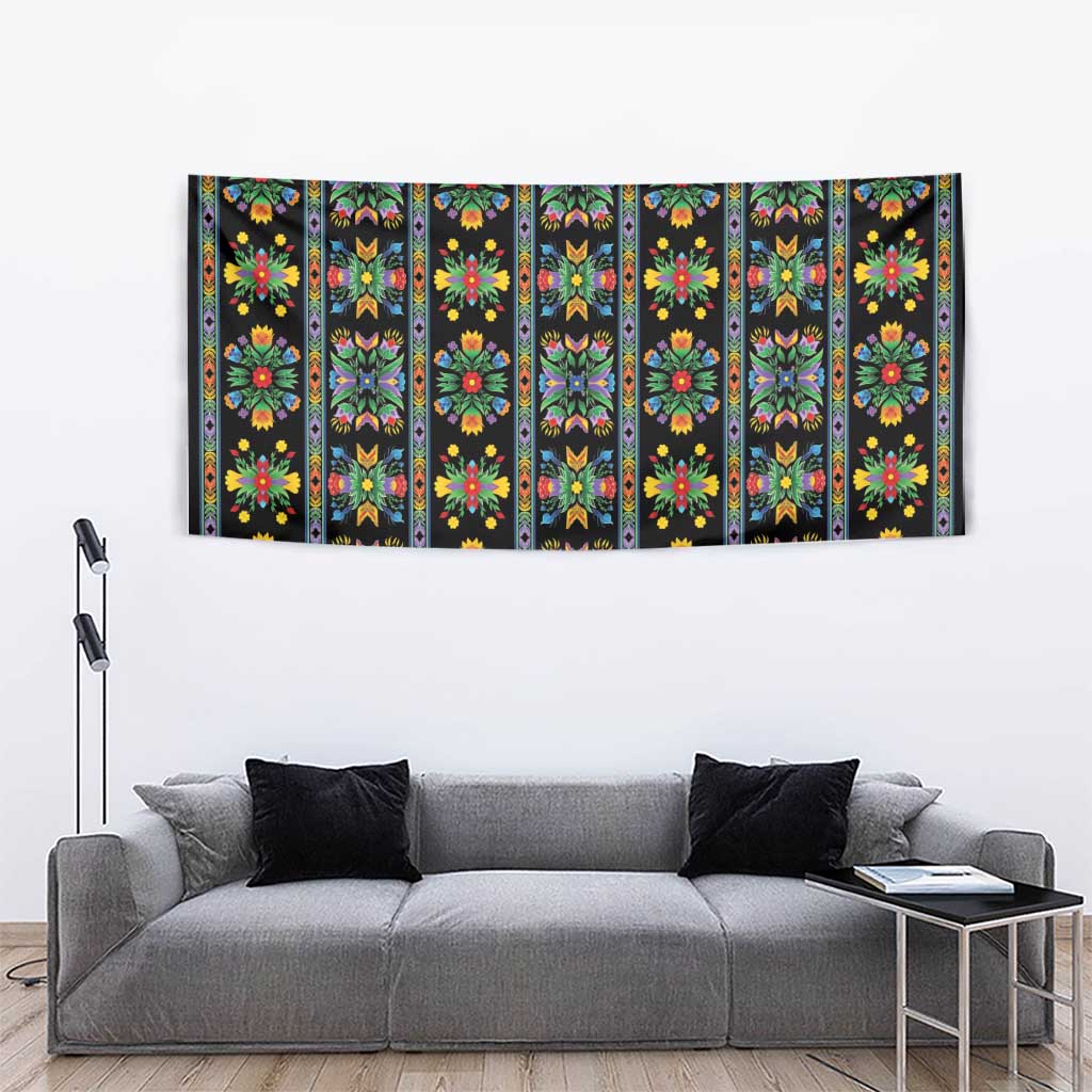 Regalia Stripe Floral Pattern Tapestry Colorful Attractive - Wonder Print Shop