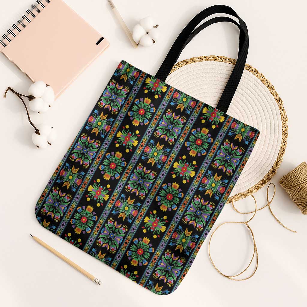 Regalia Stripe Floral Pattern Tote Bag Colorful Attractive - Wonder Print Shop