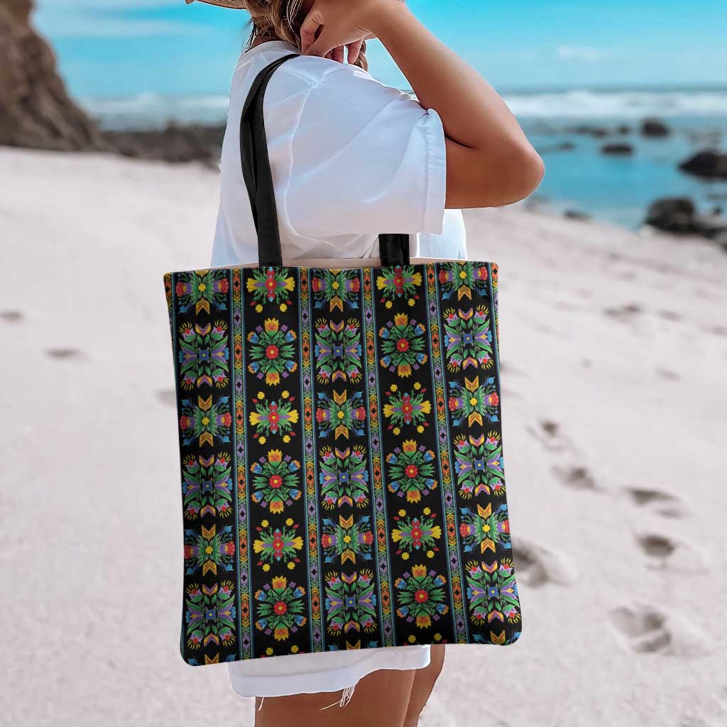 Regalia Stripe Floral Pattern Tote Bag Colorful Attractive - Wonder Print Shop