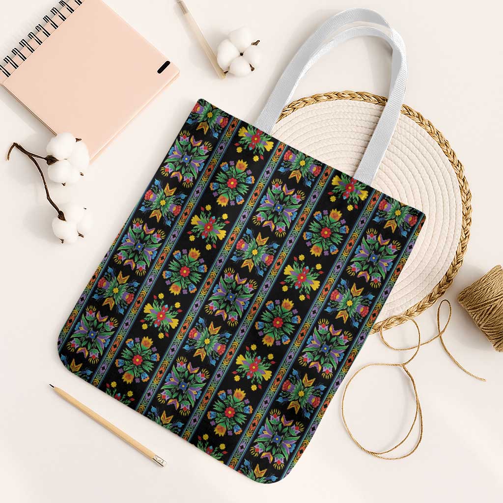 Regalia Stripe Floral Pattern Tote Bag Colorful Attractive - Wonder Print Shop