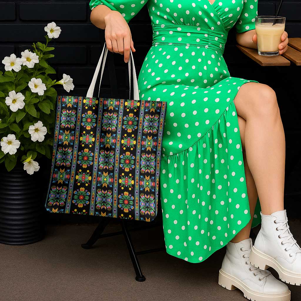 Regalia Stripe Floral Pattern Tote Bag Colorful Attractive - Wonder Print Shop