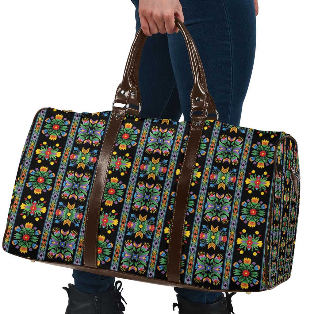Regalia Stripe Floral Pattern Travel Bag Colorful Attractive - Wonder Print Shop