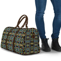 Regalia Stripe Floral Pattern Travel Bag Colorful Attractive - Wonder Print Shop