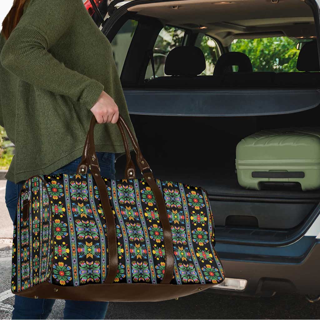 Regalia Stripe Floral Pattern Travel Bag Colorful Attractive - Wonder Print Shop