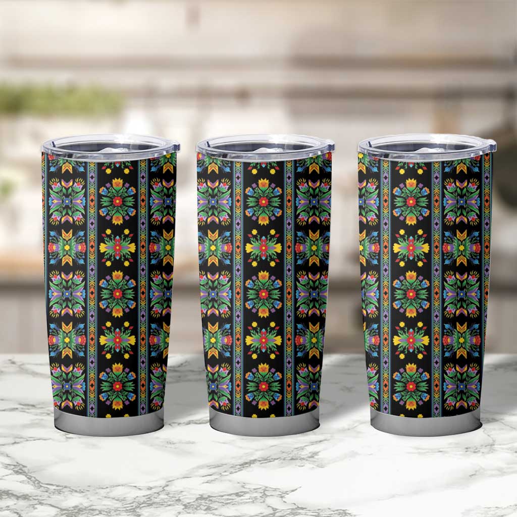 Regalia Stripe Floral Pattern Tumbler Cup Colorful Attractive - Wonder Print Shop