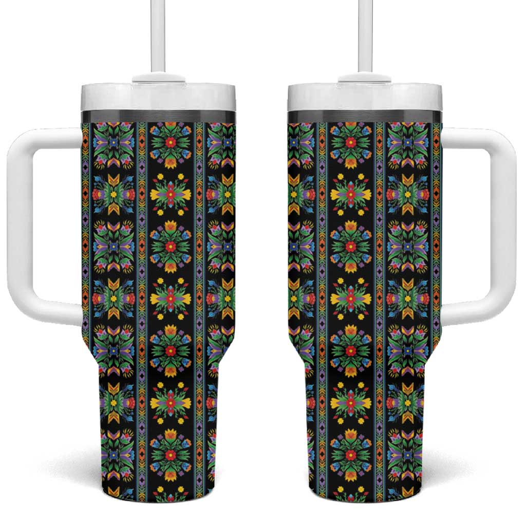 Regalia Stripe Floral Pattern Tumbler With Handle Colorful Attractive - Wonder Print Shop