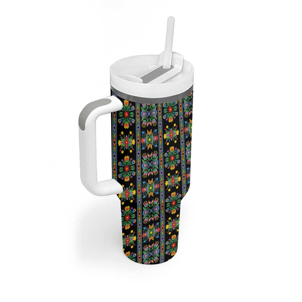 Regalia Stripe Floral Pattern Tumbler With Handle Colorful Attractive - Wonder Print Shop