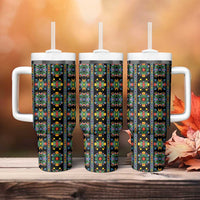 Regalia Stripe Floral Pattern Tumbler With Handle Colorful Attractive - Wonder Print Shop