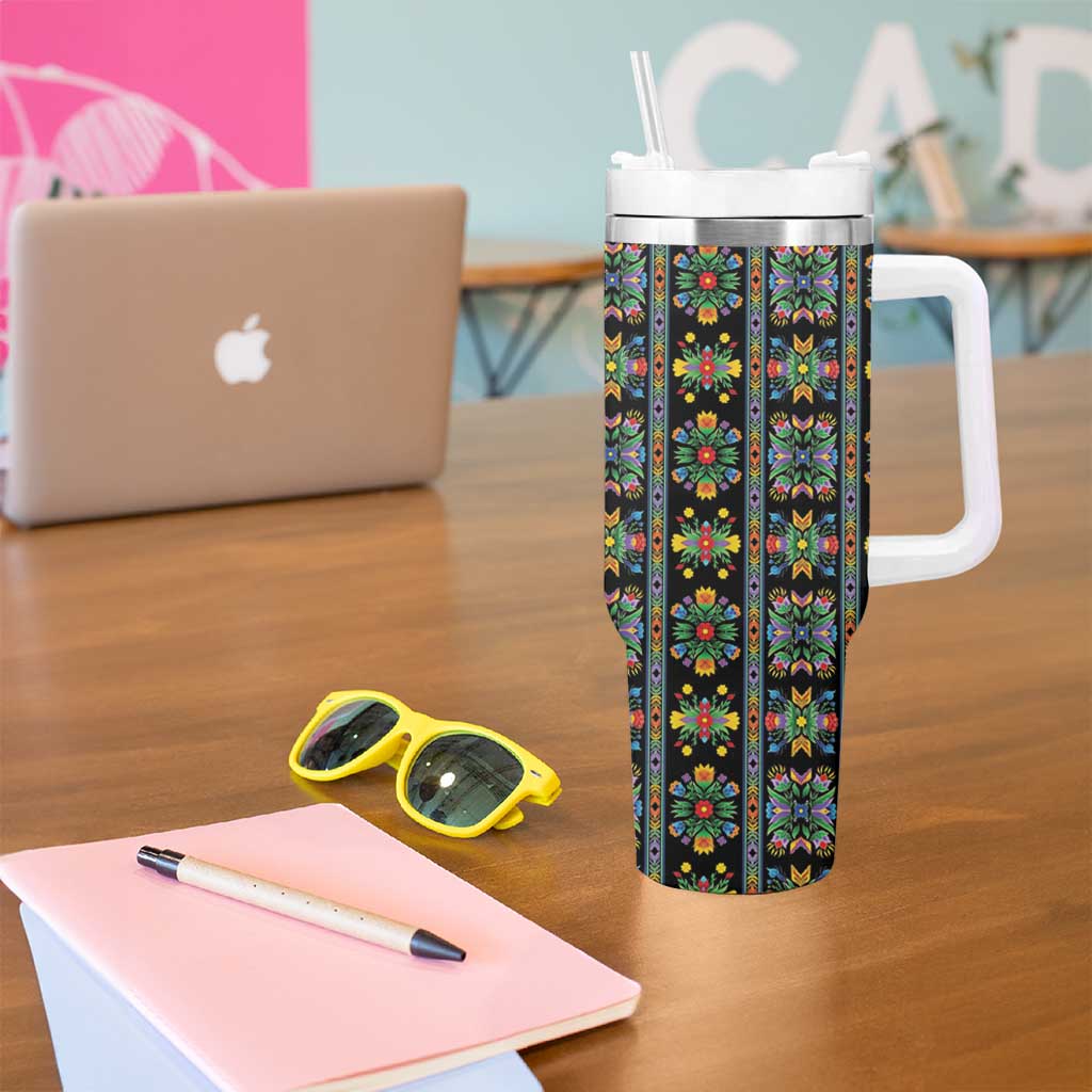 Regalia Stripe Floral Pattern Tumbler With Handle Colorful Attractive - Wonder Print Shop