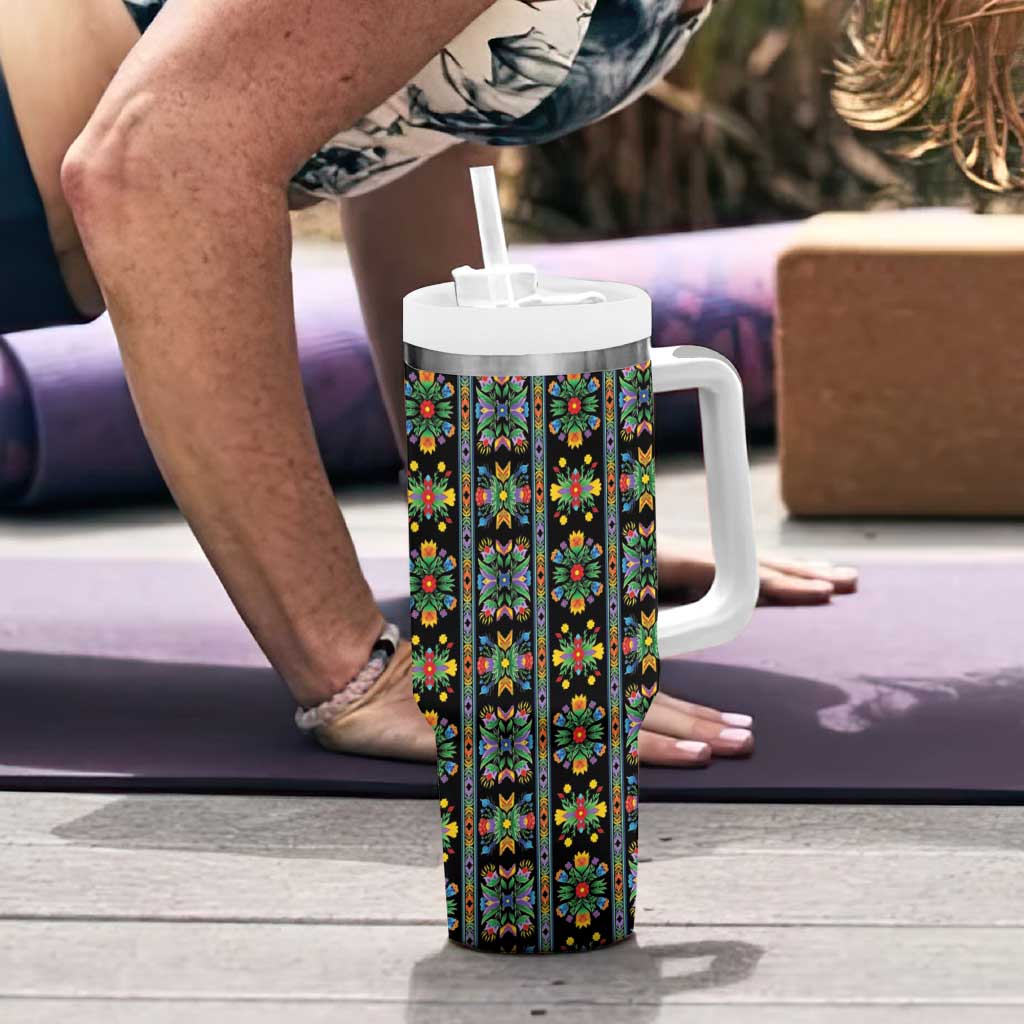 Regalia Stripe Floral Pattern Tumbler With Handle Colorful Attractive - Wonder Print Shop