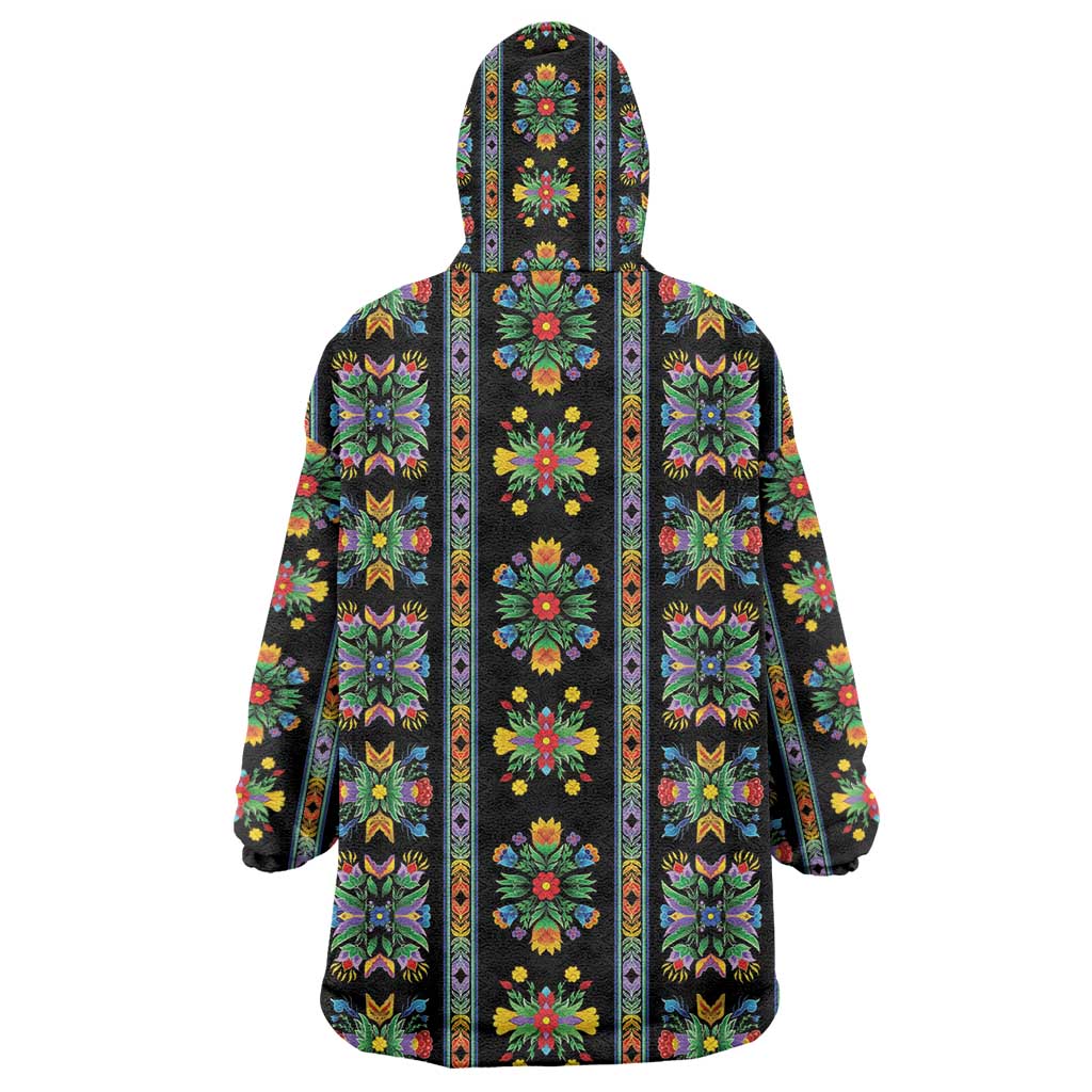 Regalia Stripe Floral Pattern Wearable Blanket Hoodie Colorful Attractive - Wonder Print Shop