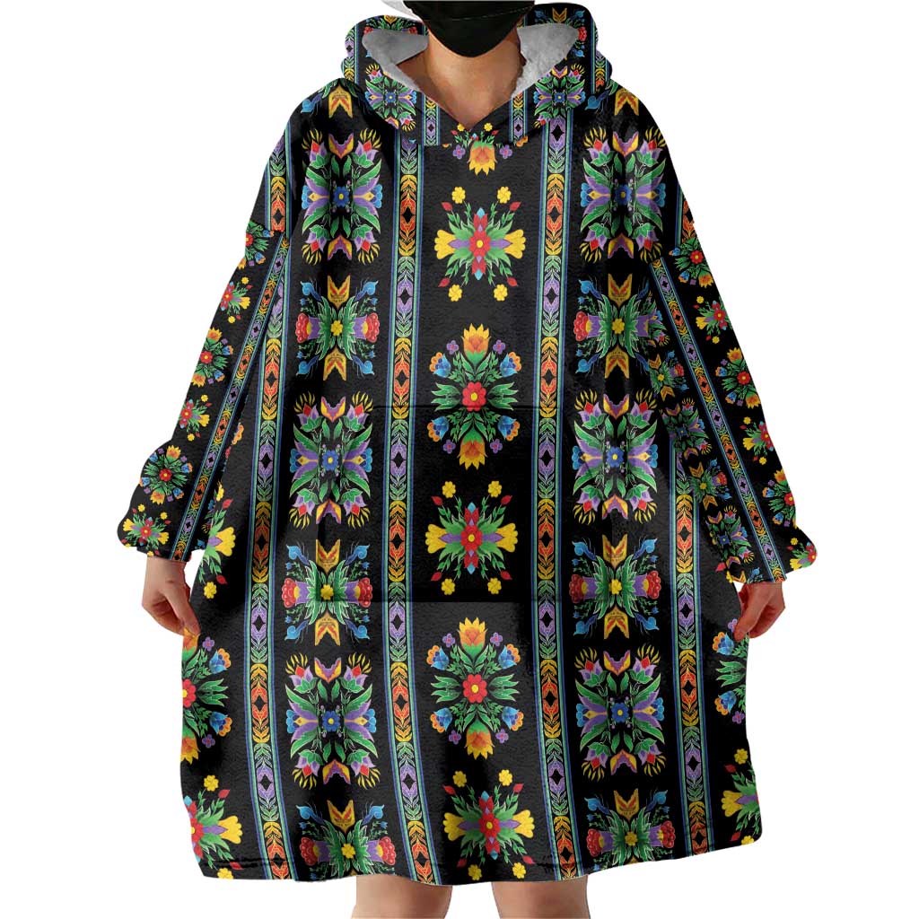 Regalia Stripe Floral Pattern Wearable Blanket Hoodie Colorful Attractive - Wonder Print Shop