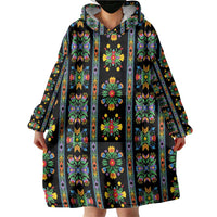 Regalia Stripe Floral Pattern Wearable Blanket Hoodie Colorful Attractive - Wonder Print Shop